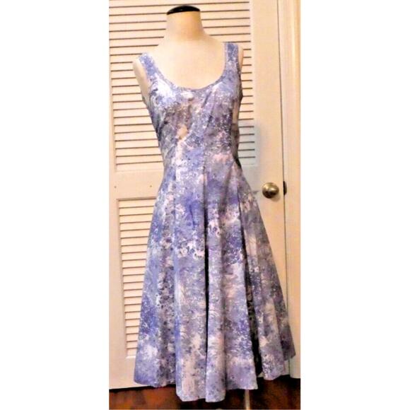 Talbots Lavender Purple Print Sleeveless Fit & Flare Midi Sundress Size 2P - Picture 2 of 7